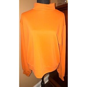 Scacto Mock Neck Sweatshirt Womens Large Orange Excellent Relaxed Pullover‎ Top